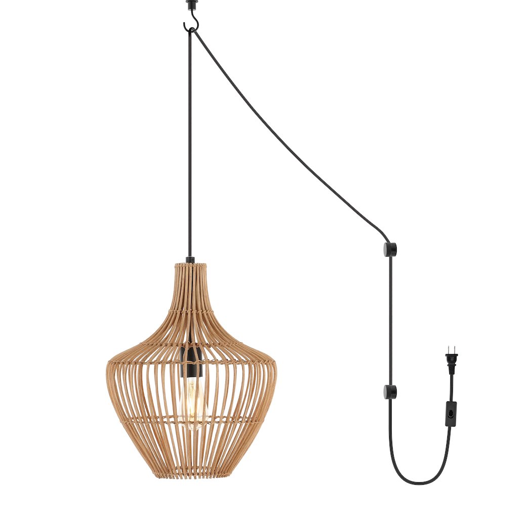 Lucas Farmhouse Coastal Rattan Led Pendant. Picture 12