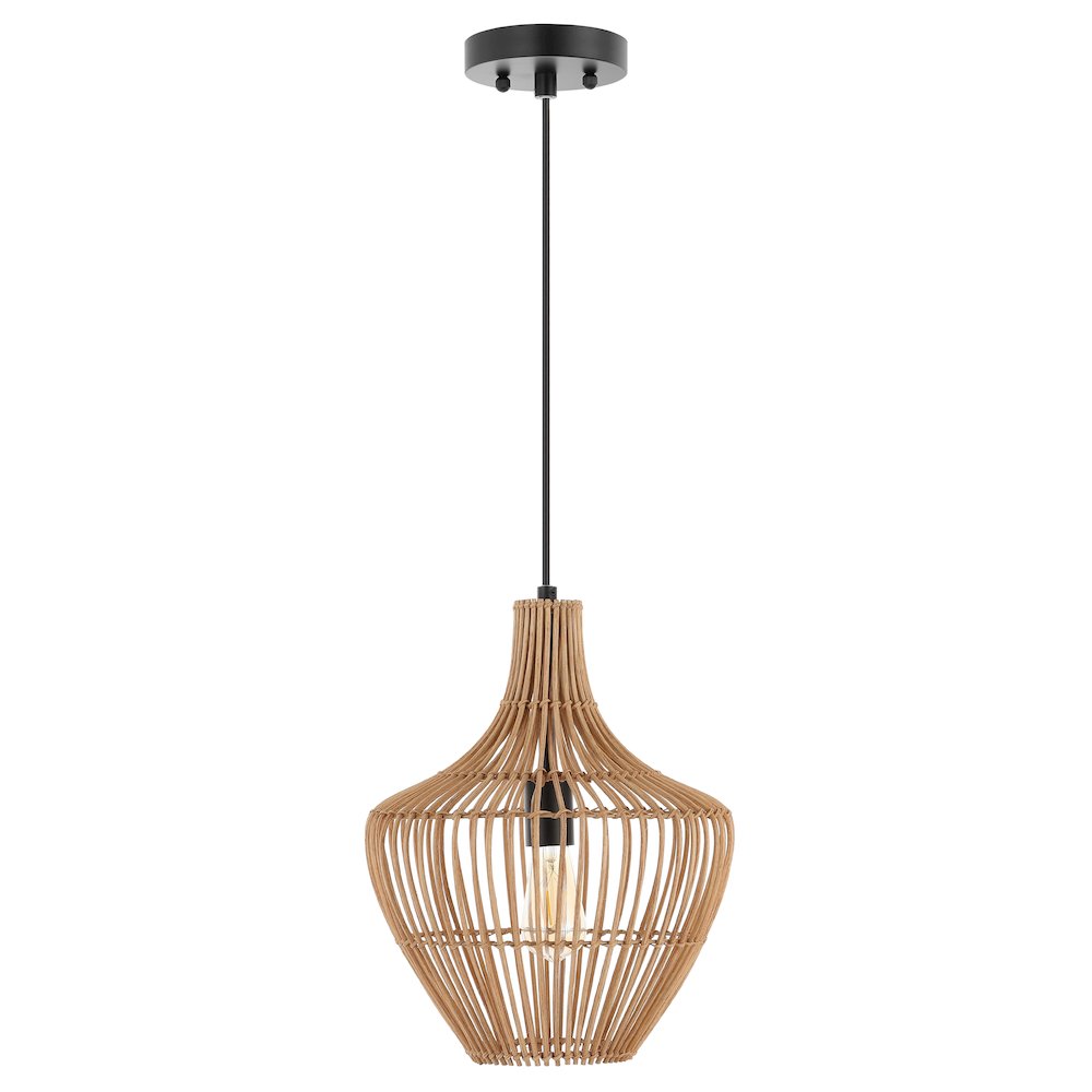 Lucas Farmhouse Coastal Rattan Led Pendant. Picture 4