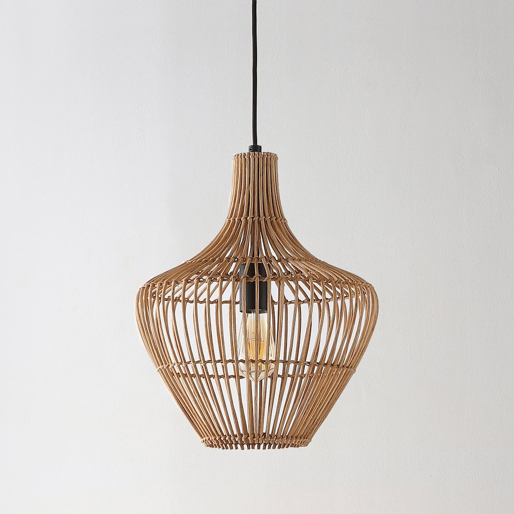Lucas Farmhouse Coastal Rattan Led Pendant. Picture 11