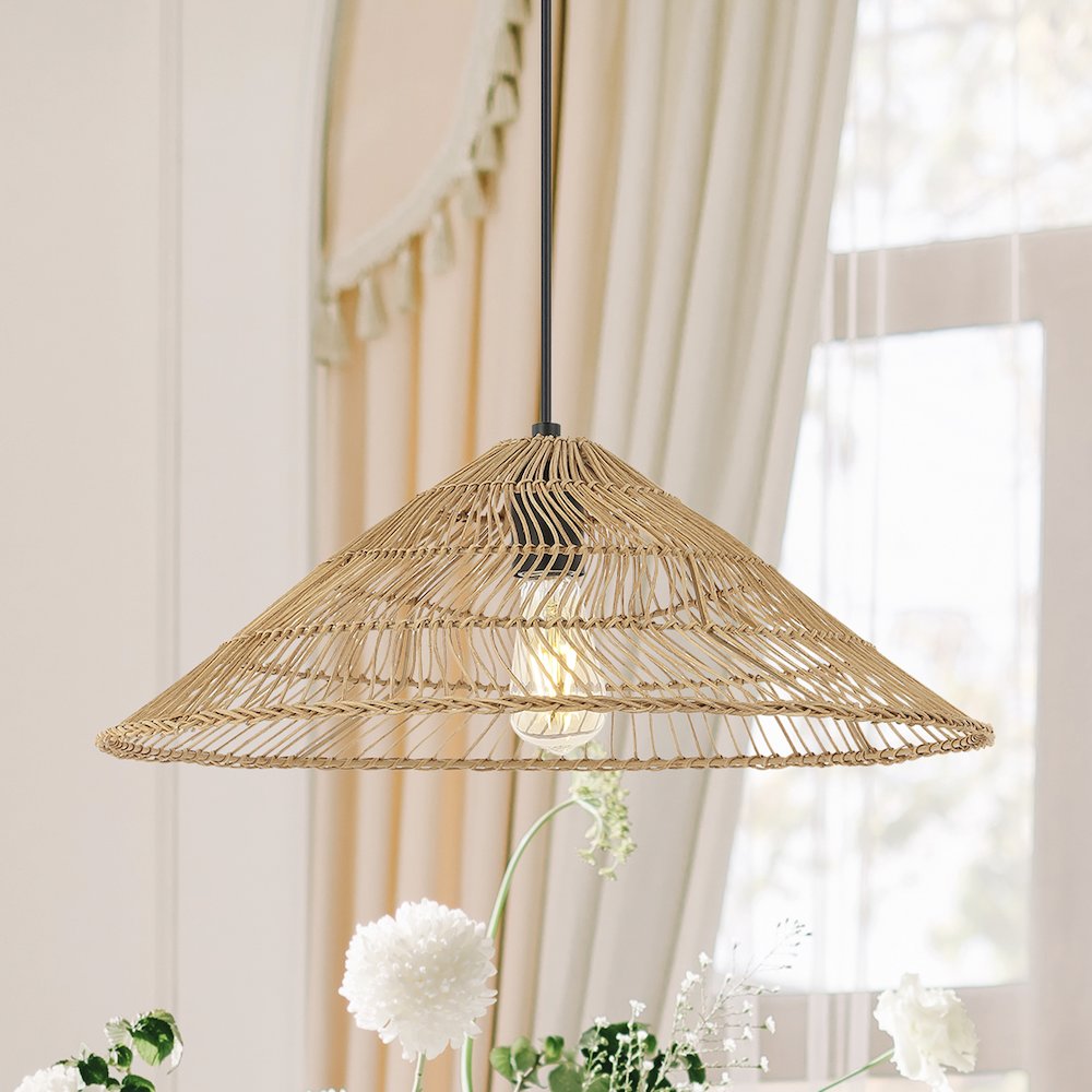 Nova Farmhouse Coastal Rattan Led Pendant. Picture 15