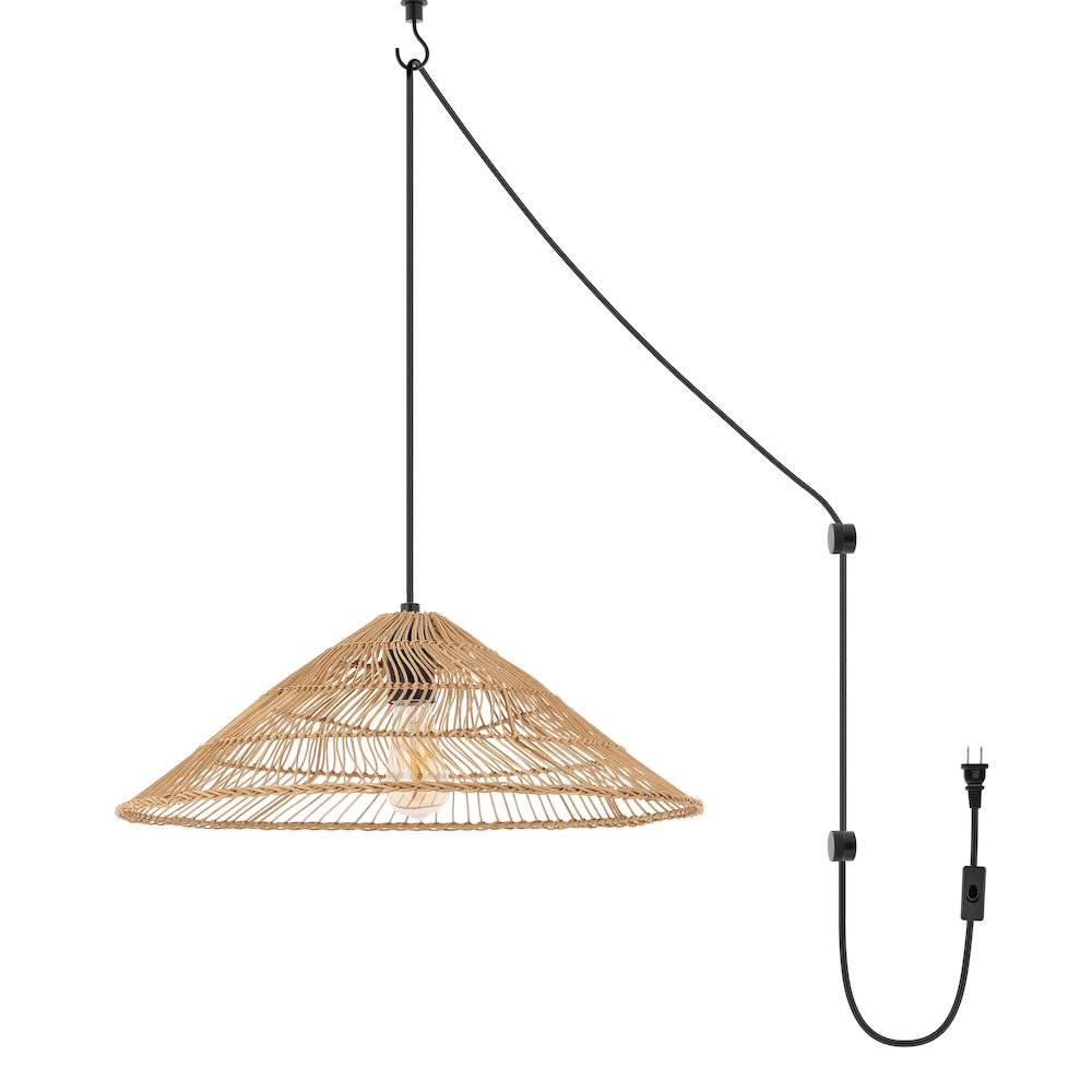 Nova Farmhouse Coastal Rattan Led Pendant. Picture 2