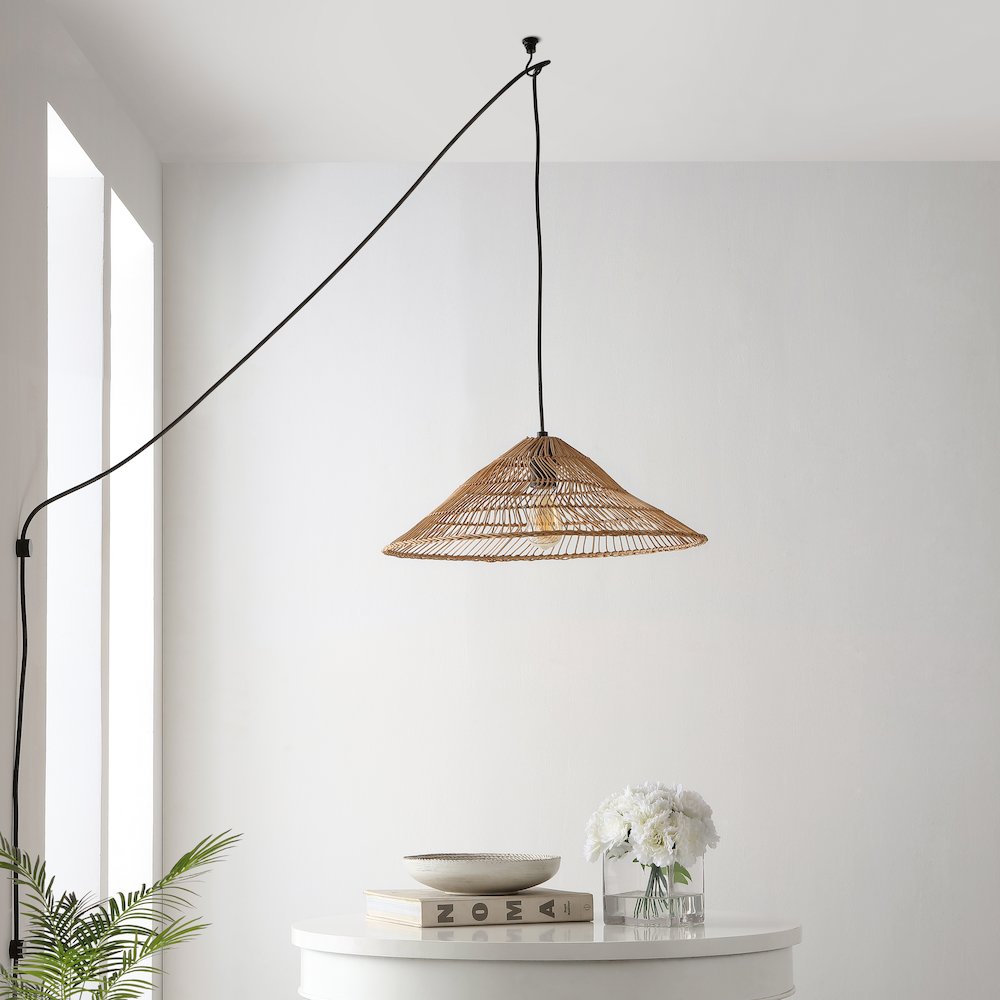 Nova Farmhouse Coastal Rattan Led Pendant. Picture 9