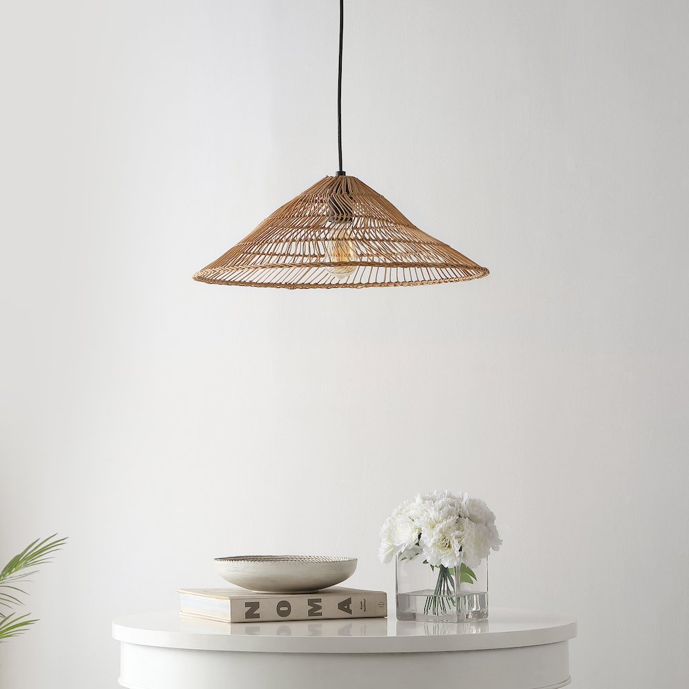 Nova Farmhouse Coastal Rattan Led Pendant. Picture 11