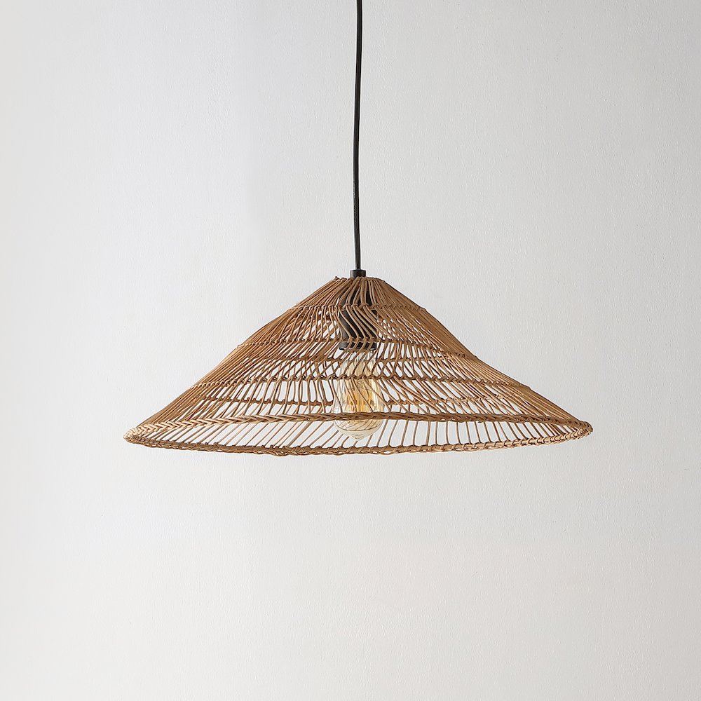 Nova Farmhouse Coastal Rattan Led Pendant. Picture 12