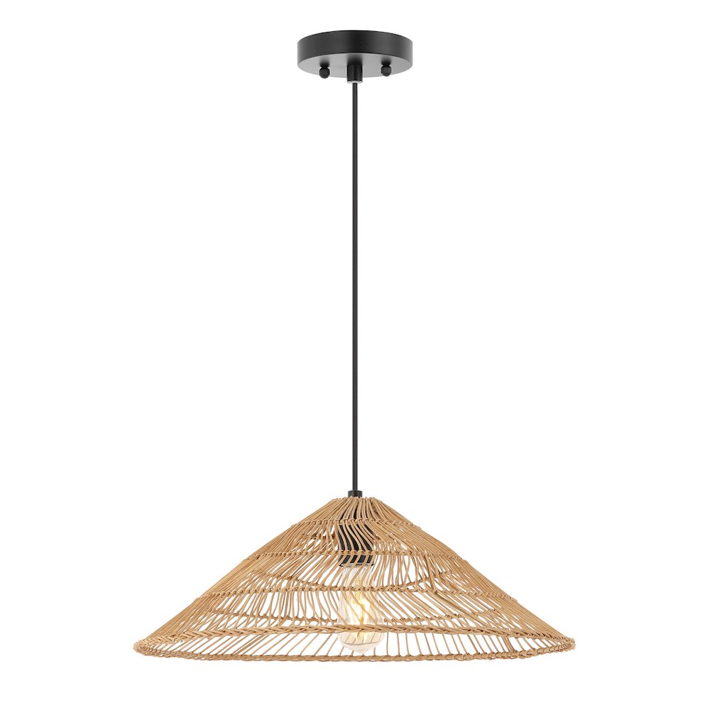 Nova Farmhouse Coastal Rattan Led Pendant. Picture 1
