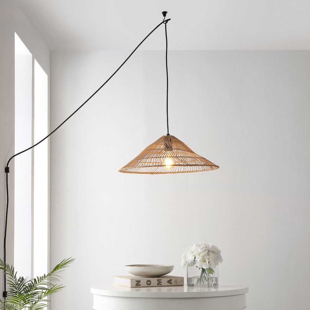 Nova Farmhouse Coastal Rattan Led Pendant. Picture 8
