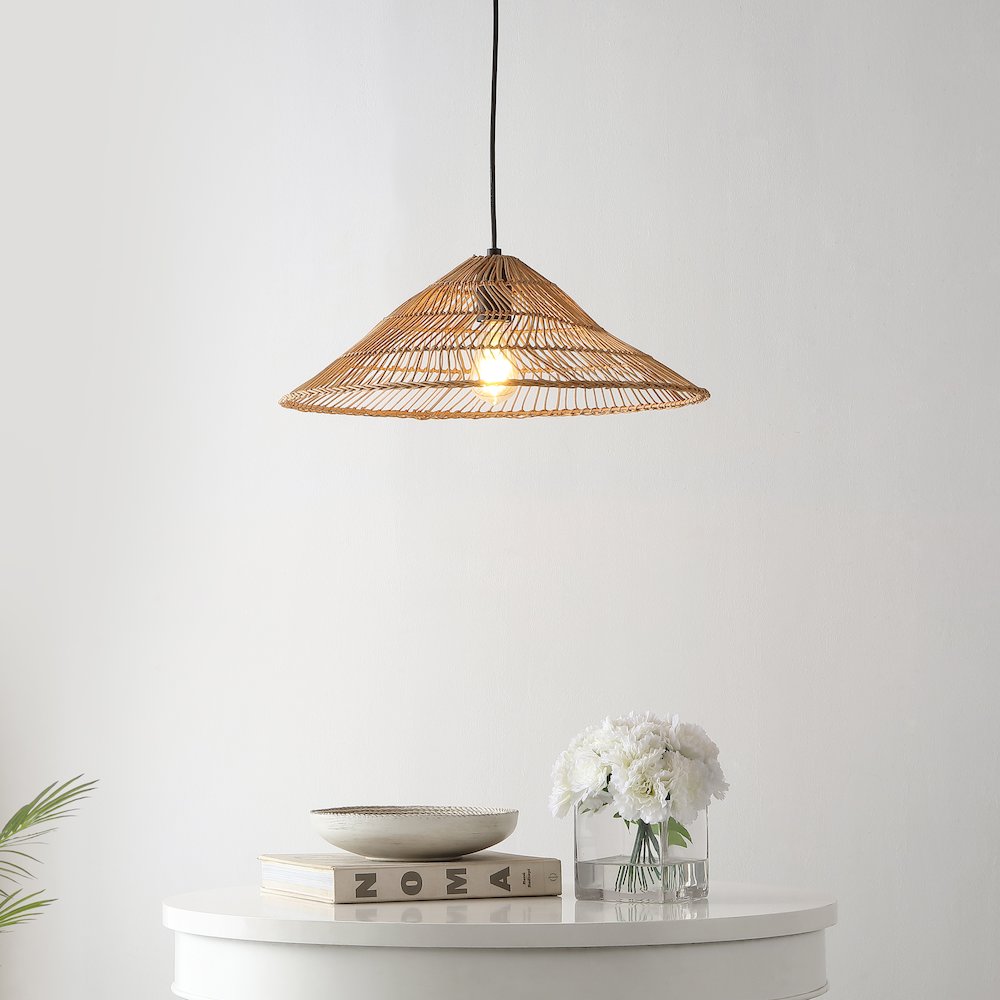 Nova Farmhouse Coastal Rattan Led Pendant. Picture 10