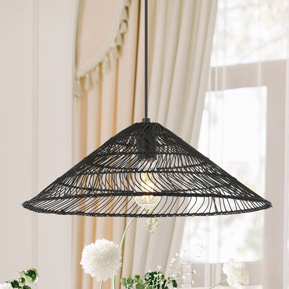 Nova Farmhouse Coastal Rattan Led Pendant. Picture 15