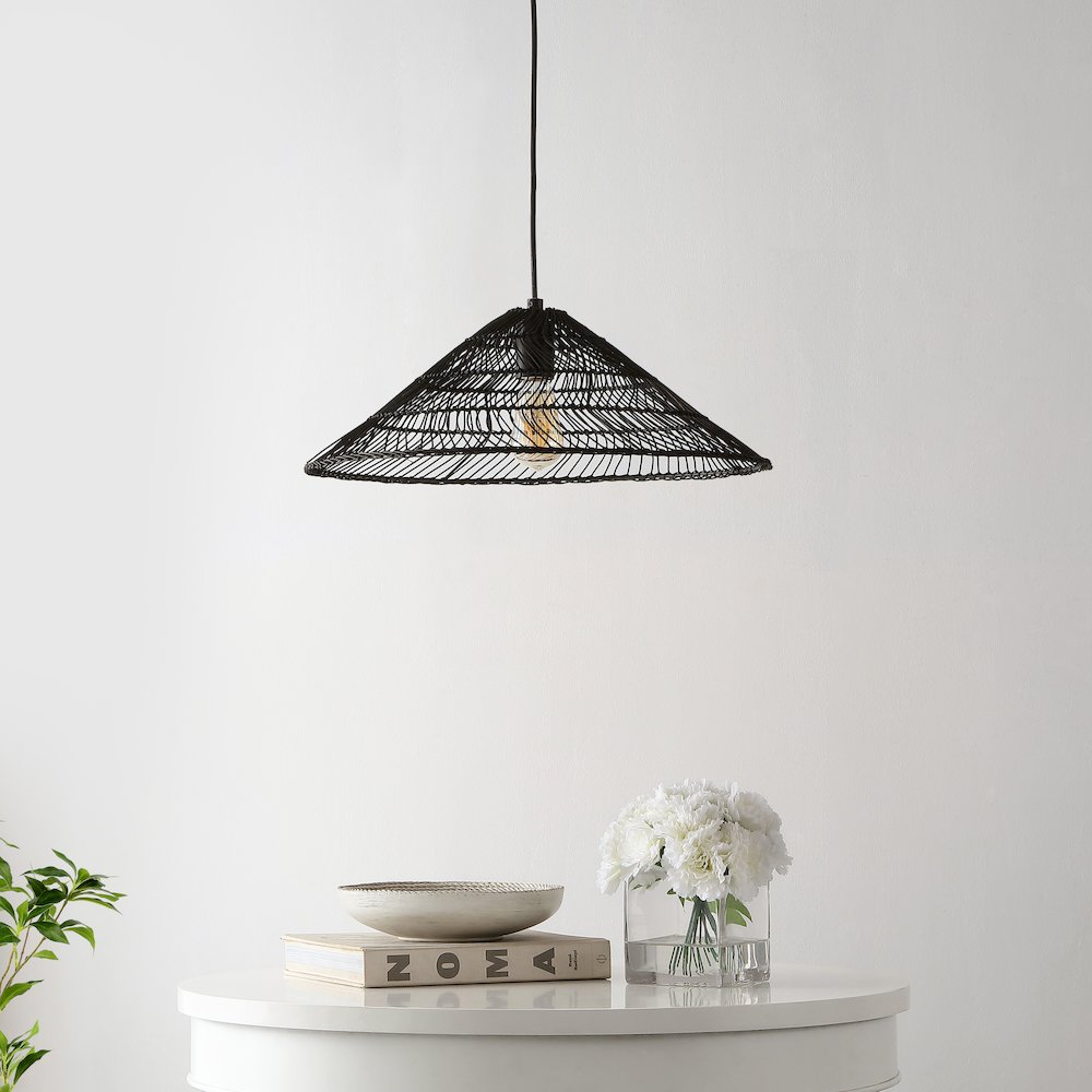 Nova Farmhouse Coastal Rattan Led Pendant. Picture 11