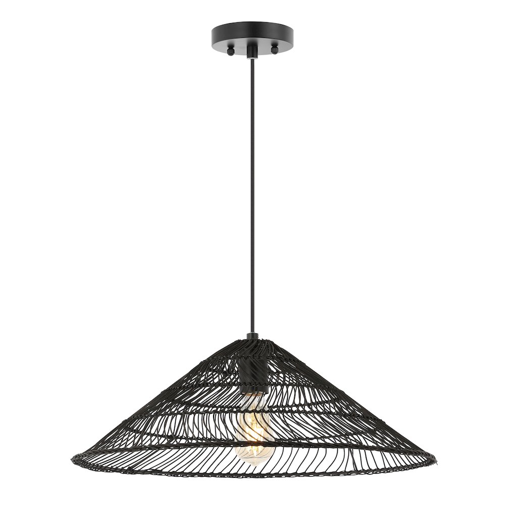 Nova Farmhouse Coastal Rattan Led Pendant. Picture 1