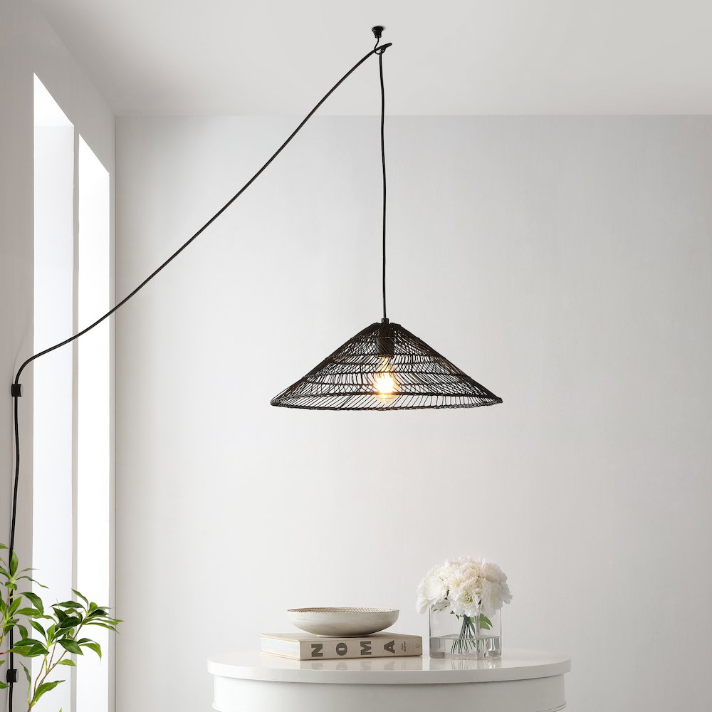 Nova Farmhouse Coastal Rattan Led Pendant. Picture 8