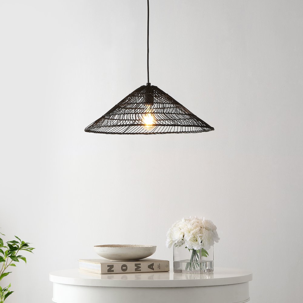 Nova Farmhouse Coastal Rattan Led Pendant. Picture 10