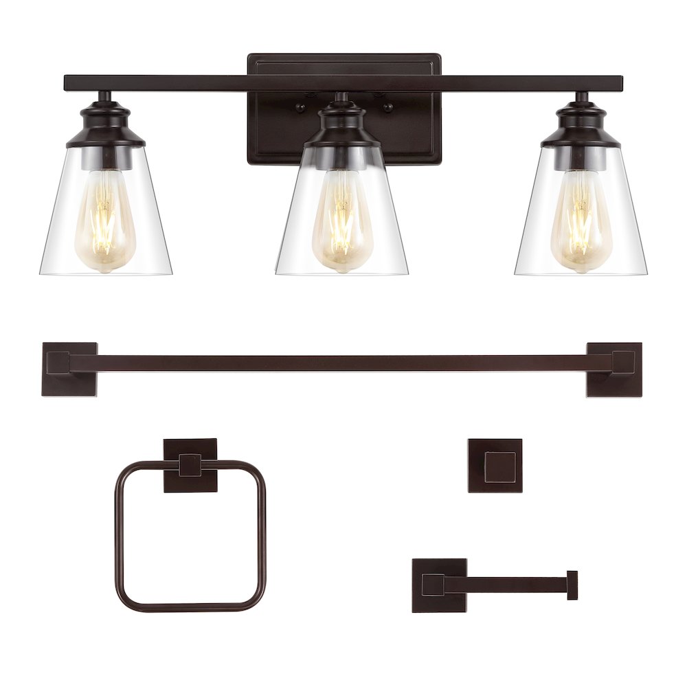 Arlo 3-Light Vintage Classic Vanity Light With Bathroom Hardware Accessory Set. Picture 2
