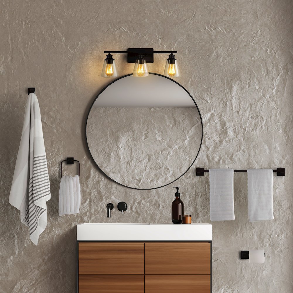 Arlo 3-Light Vintage Classic Vanity Light With Bathroom Hardware Accessory Set. Picture 4
