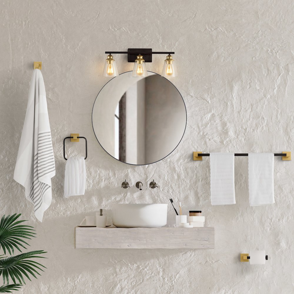 Arlo 3-Light Vintage Classic Vanity Light With Bathroom Hardware Accessory Set. Picture 3