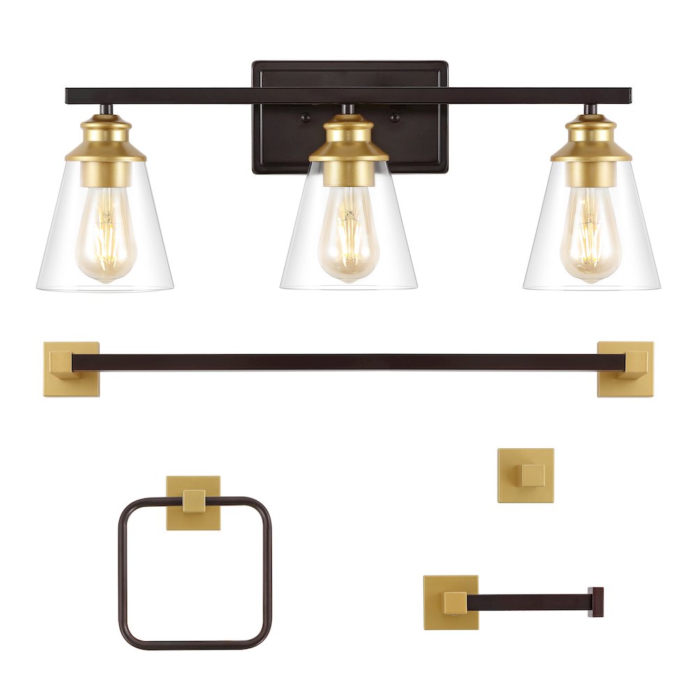 Arlo 3-Light Vintage Classic Vanity Light With Bathroom Hardware Accessory Set. Picture 2