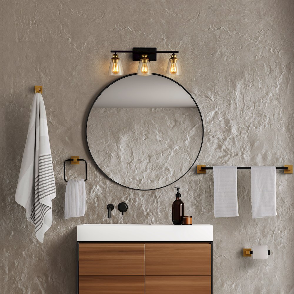 Arlo 3-Light Vintage Classic Vanity Light With Bathroom Hardware Accessory Set. Picture 4