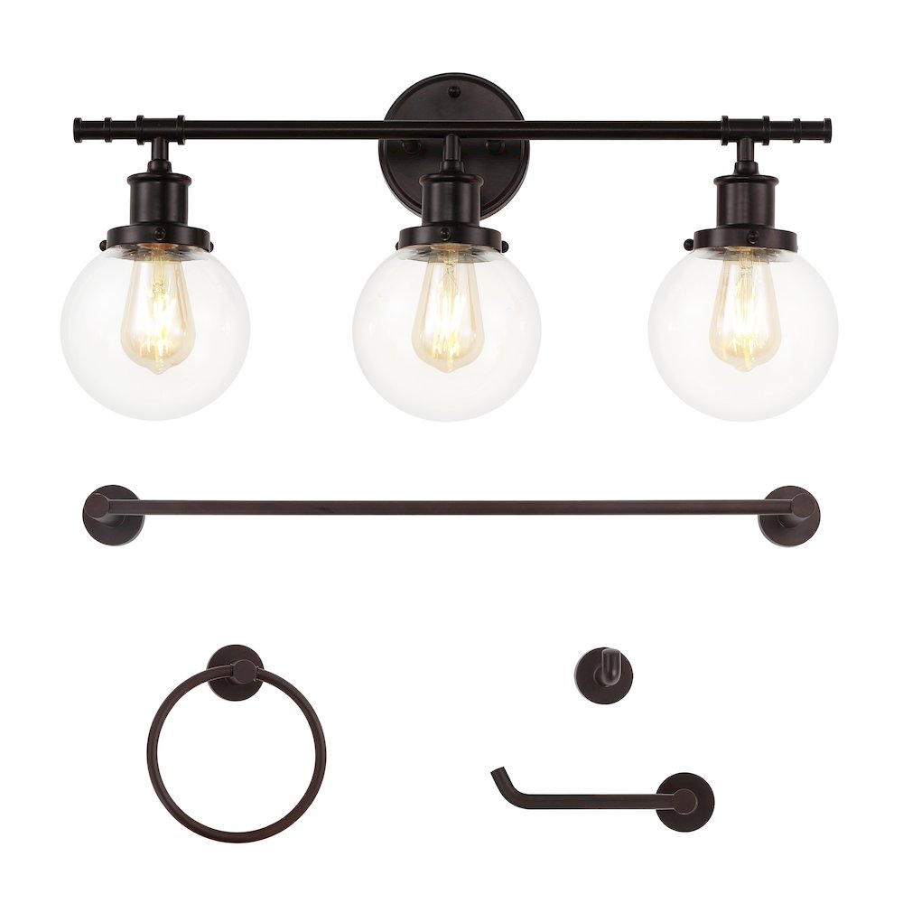 Hugo 3-Light Farmhouse Classic Vanity Light With Bathroom Hardware Accessory Set. Picture 2