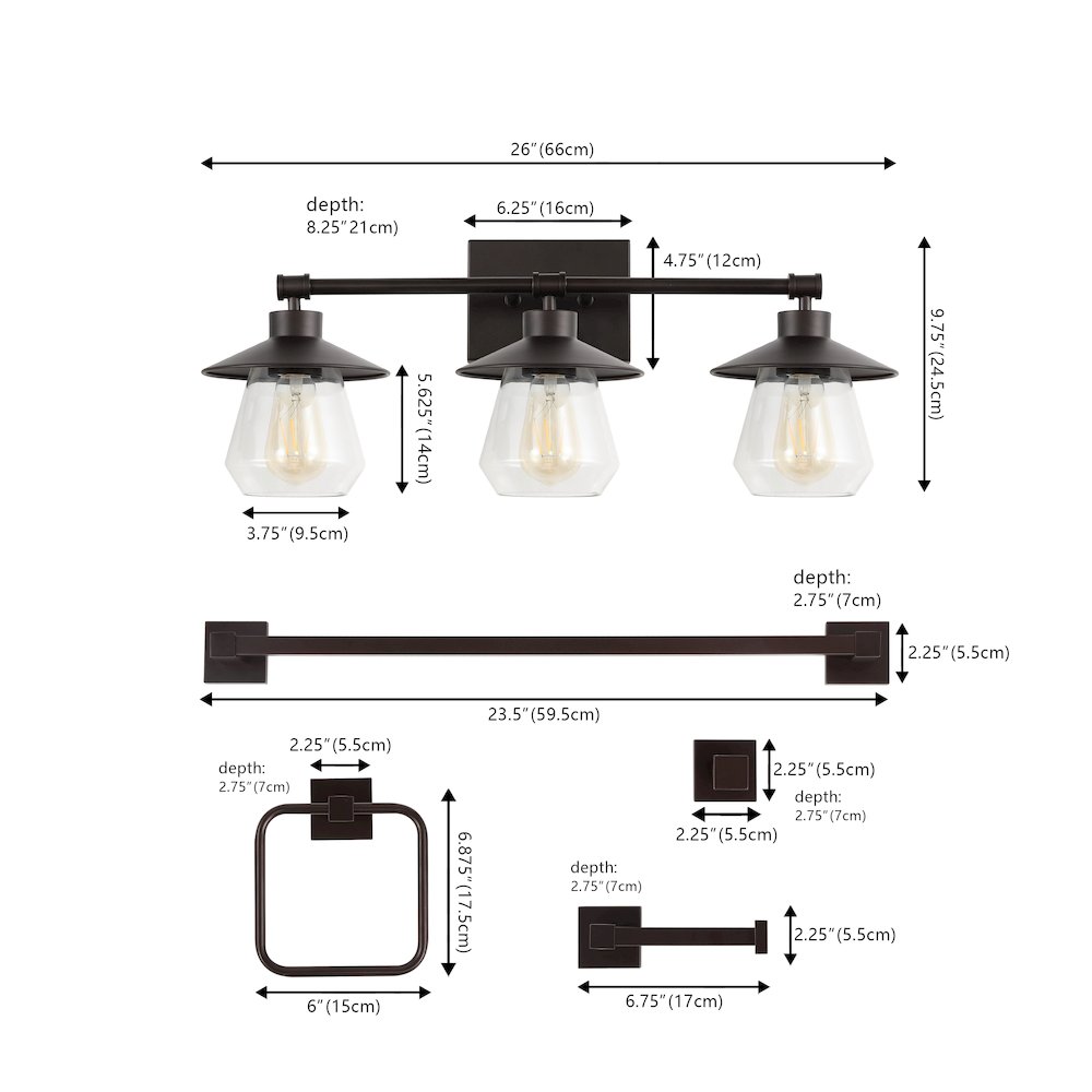 Avalon 3-Light Farmhouse Cottage Vanity Light. Picture 1