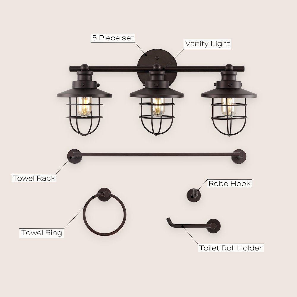 Ellis 3-Light Industrial Farmhouse Vanity Light. Picture 6