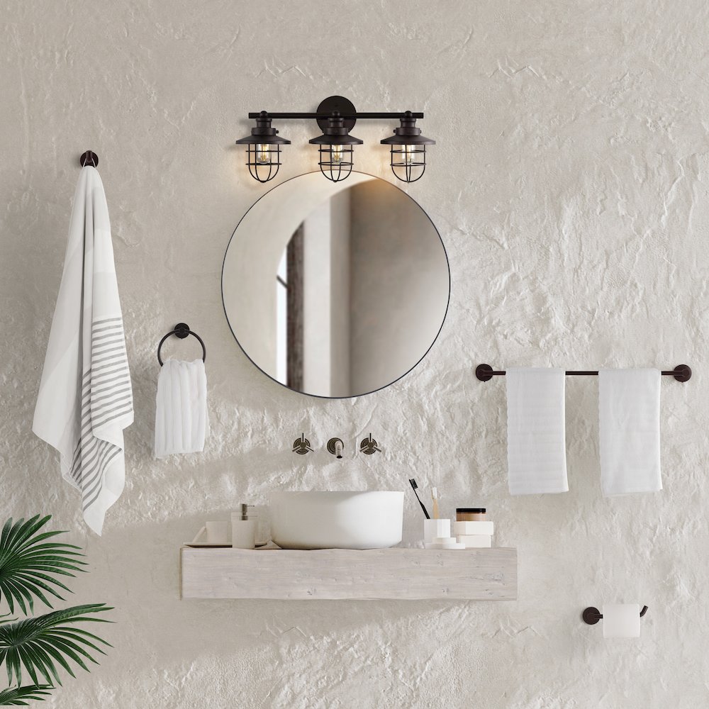 Ellis 3-Light Industrial Farmhouse Vanity Light. Picture 3