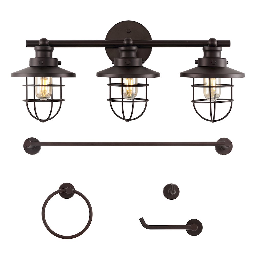 Ellis 3-Light Industrial Farmhouse Vanity Light. Picture 2