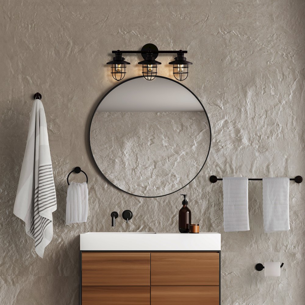 Ellis 3-Light Industrial Farmhouse Vanity Light. Picture 4