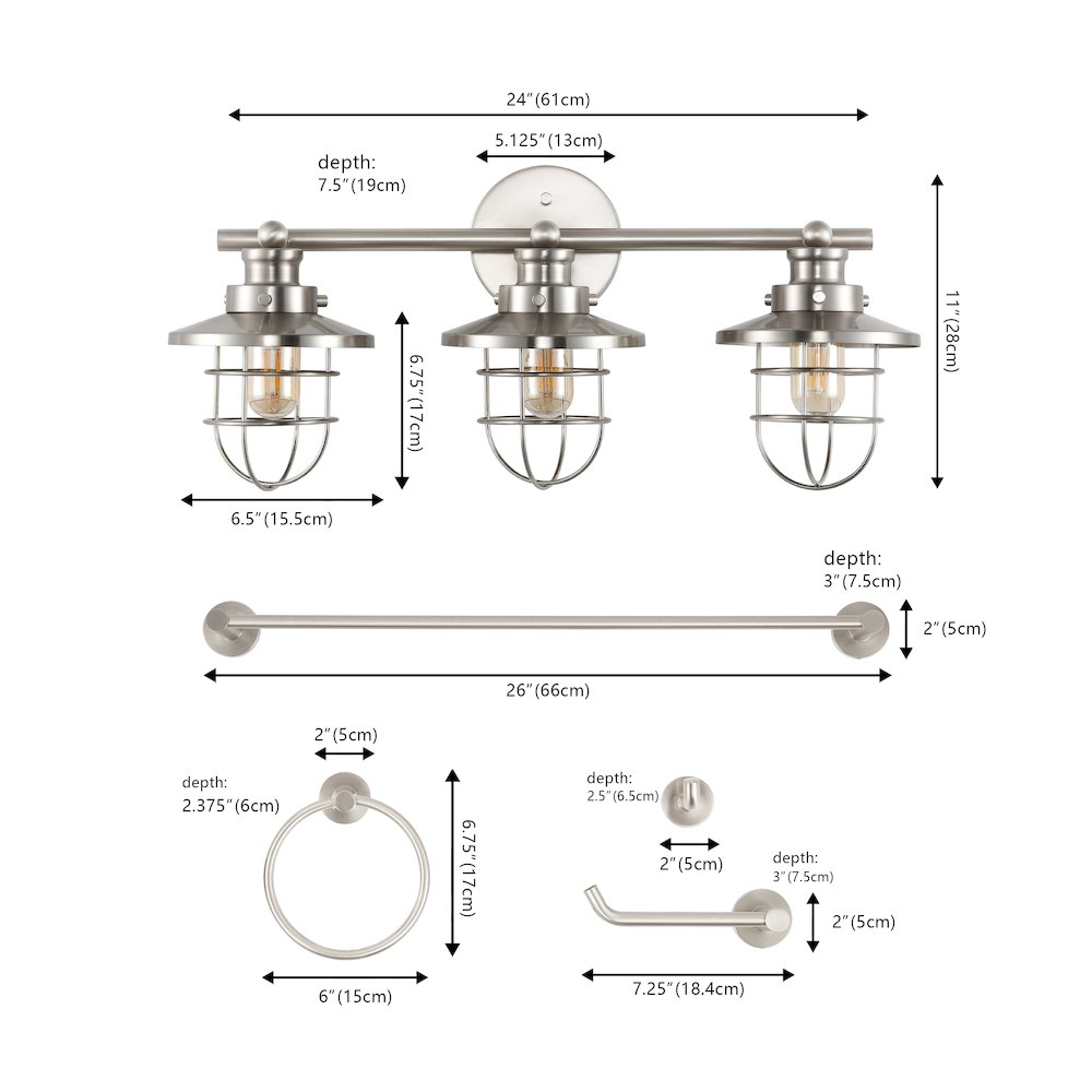Ellis 3-Light Industrial Farmhouse Vanity Light. Picture 1