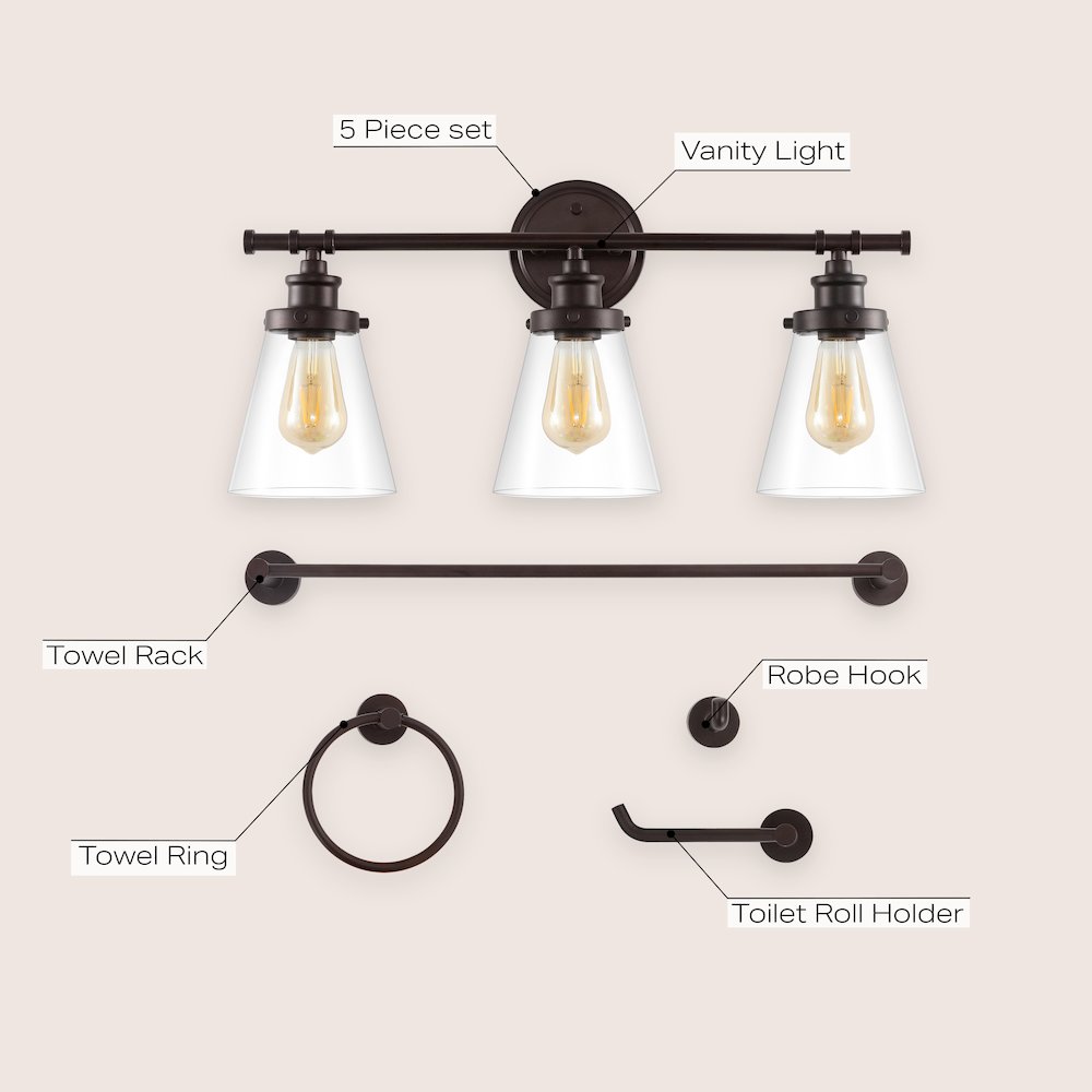 Hollis 3-Light Traditional Farmhouse Vanity Light. Picture 5