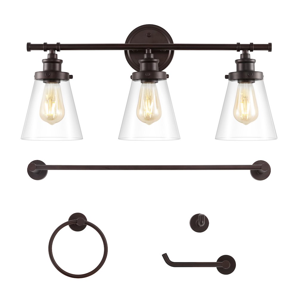 Hollis 3-Light Traditional Farmhouse Vanity Light. Picture 2
