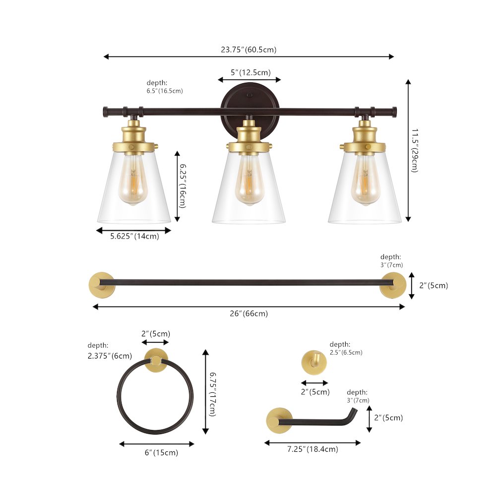 Hollis 3-Light Traditional Farmhouse Vanity Light. Picture 1