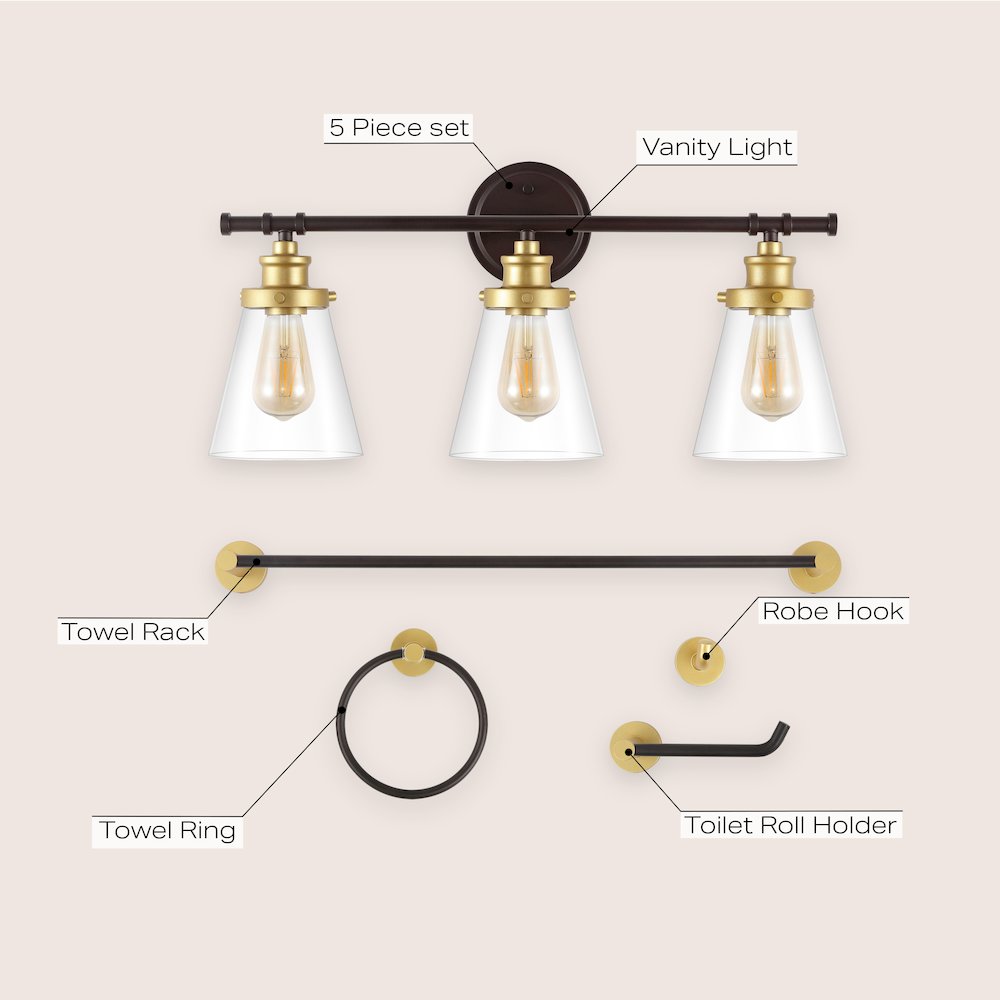 Hollis 3-Light Traditional Farmhouse Vanity Light. Picture 6