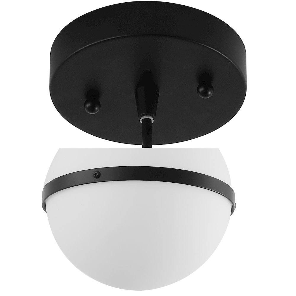 Porter 8" Modern Minimalist Globe LED Pendant Light, Black/White. Picture 4