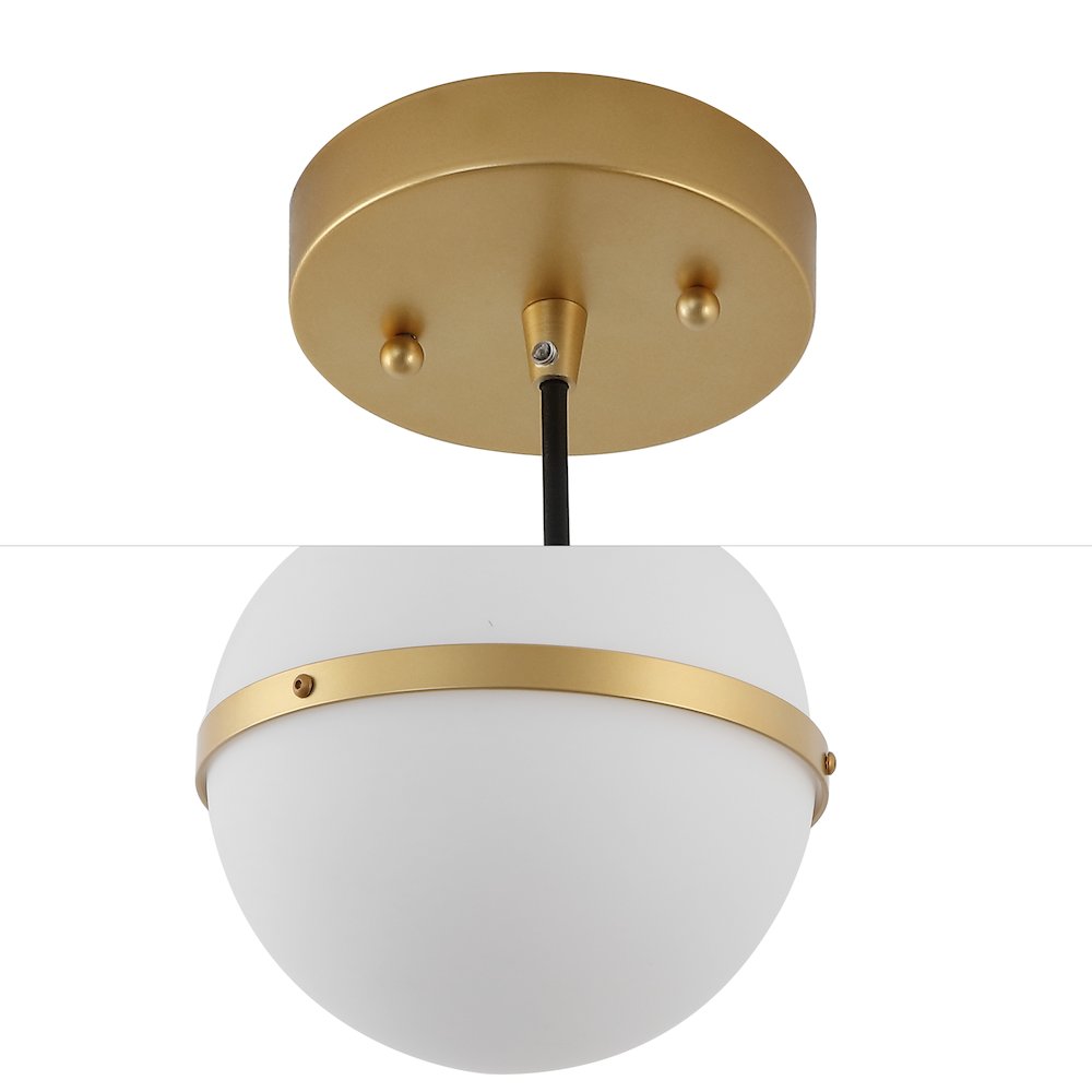 Porter 8" Modern Minimalist Globe LED Pendant Light, Gold Painting/White. Picture 4