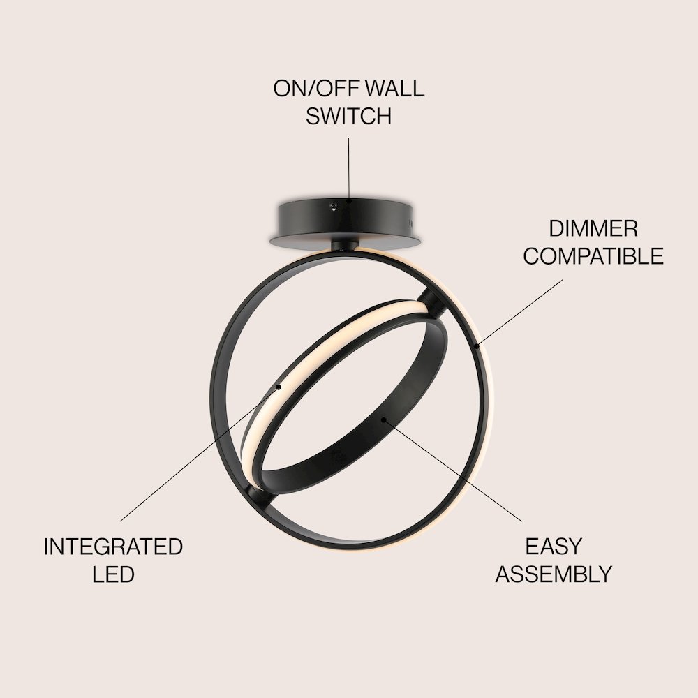 Nicole 2-Light Modern Minimalist Aluminum Ring Integrated Led Semi Flush Mount. Picture 5