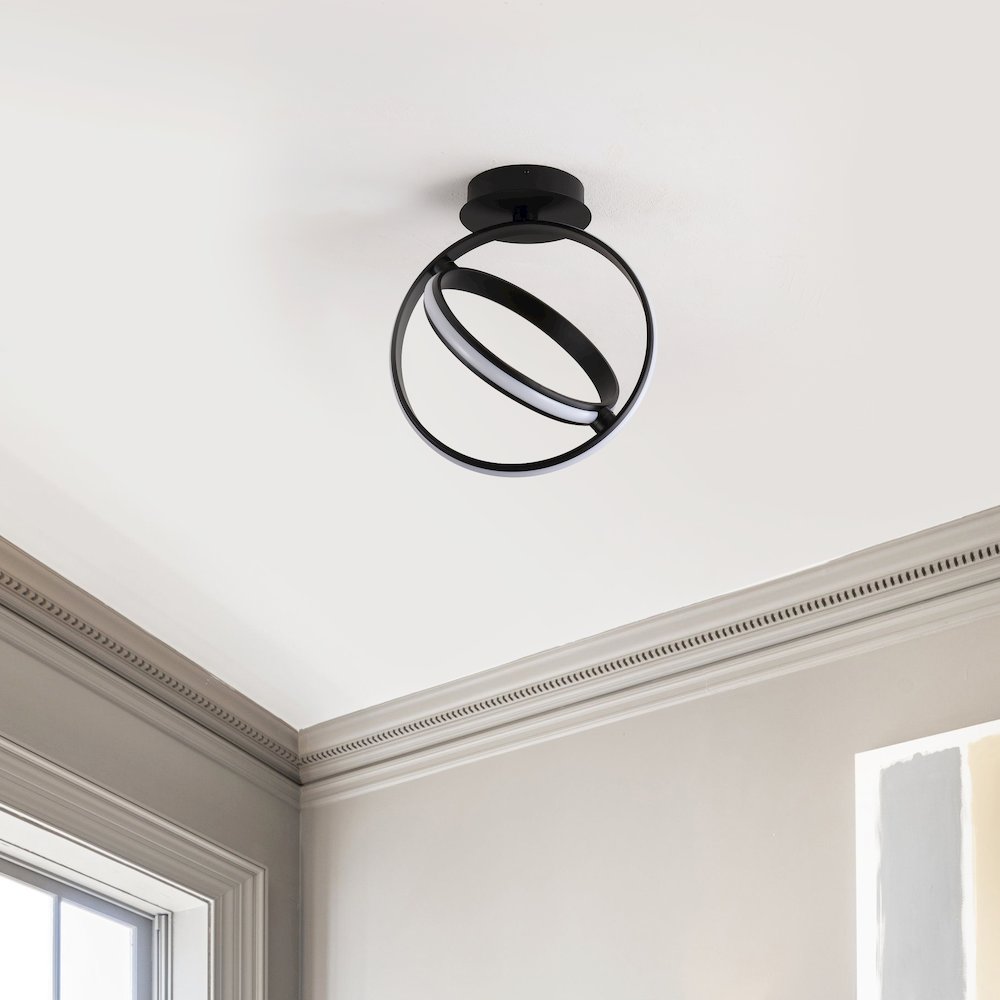 Nicole 2-Light Modern Minimalist Aluminum Ring Integrated Led Semi Flush Mount. Picture 2