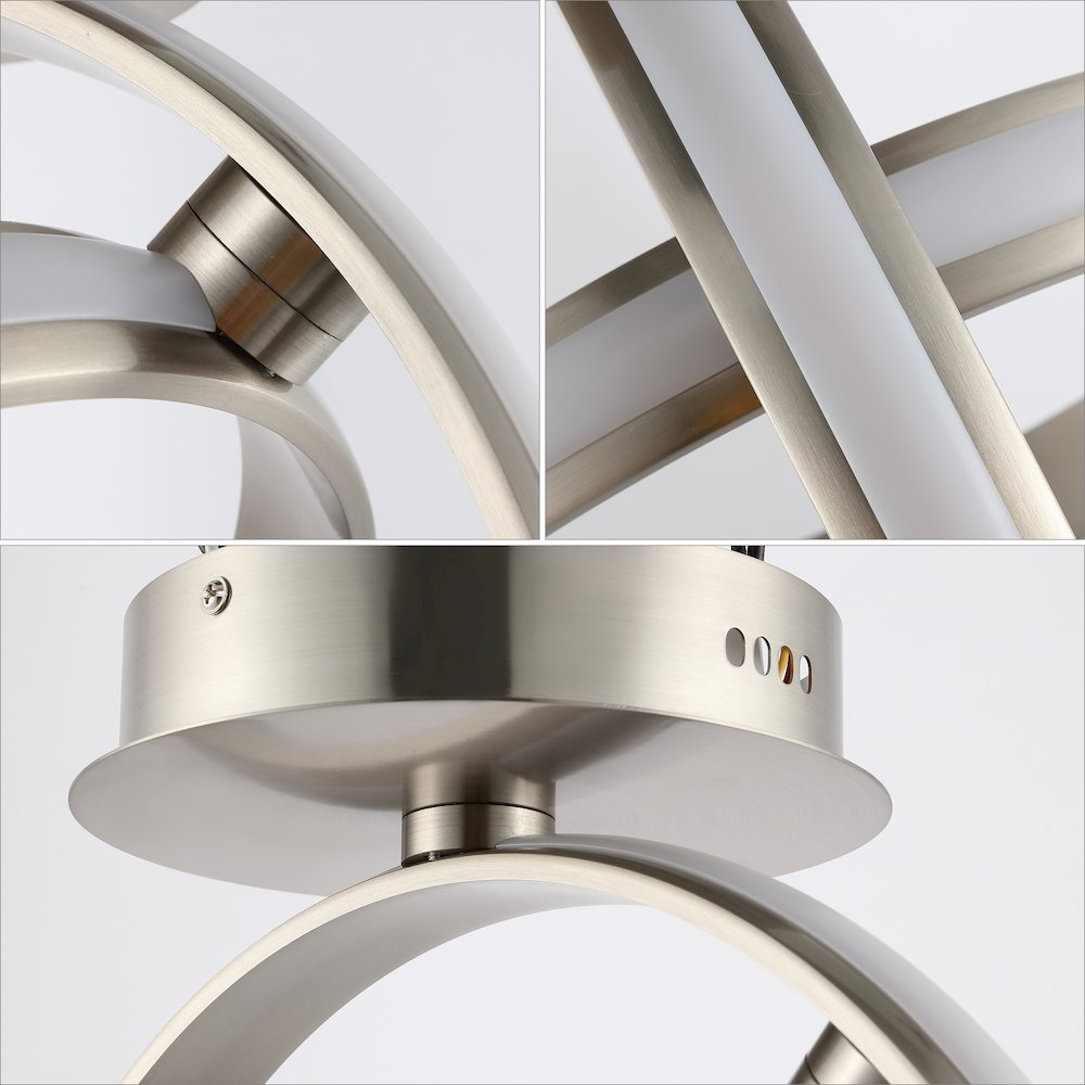 Nicole 2-Light Modern Minimalist Aluminum Ring Integrated Led Semi Flush Mount. Picture 3
