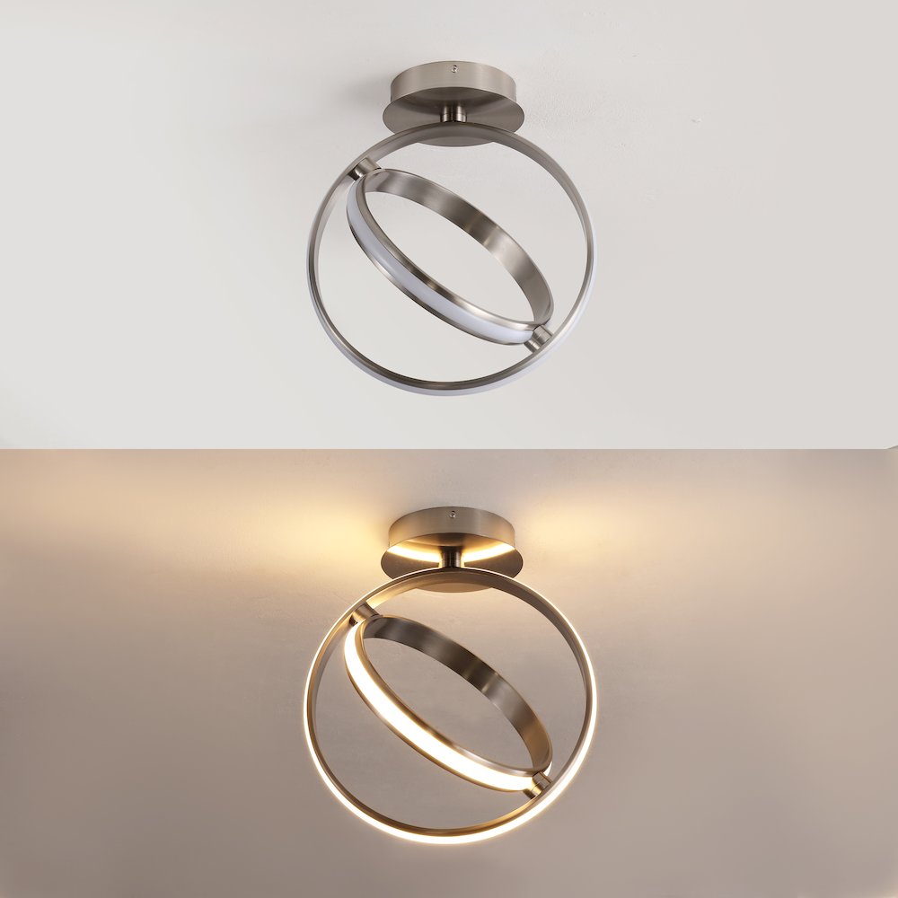 Nicole 2-Light Modern Minimalist Aluminum Ring Integrated Led Semi Flush Mount. Picture 5