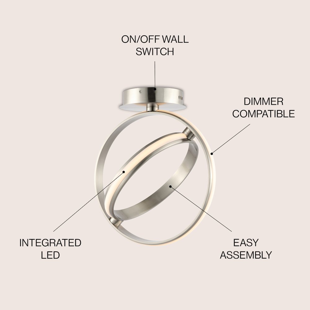 Nicole 2-Light Modern Minimalist Aluminum Ring Integrated Led Semi Flush Mount. Picture 4