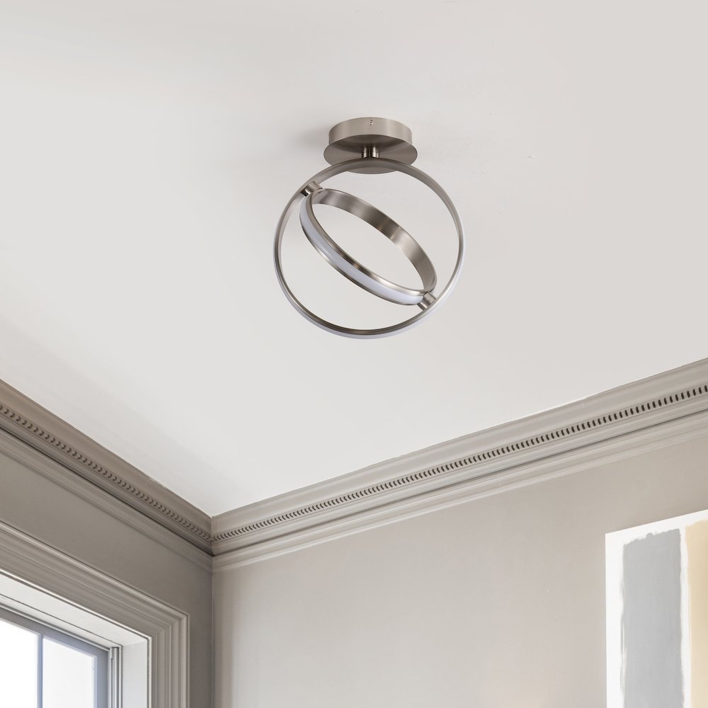 Nicole 2-Light Modern Minimalist Aluminum Ring Integrated Led Semi Flush Mount. Picture 1