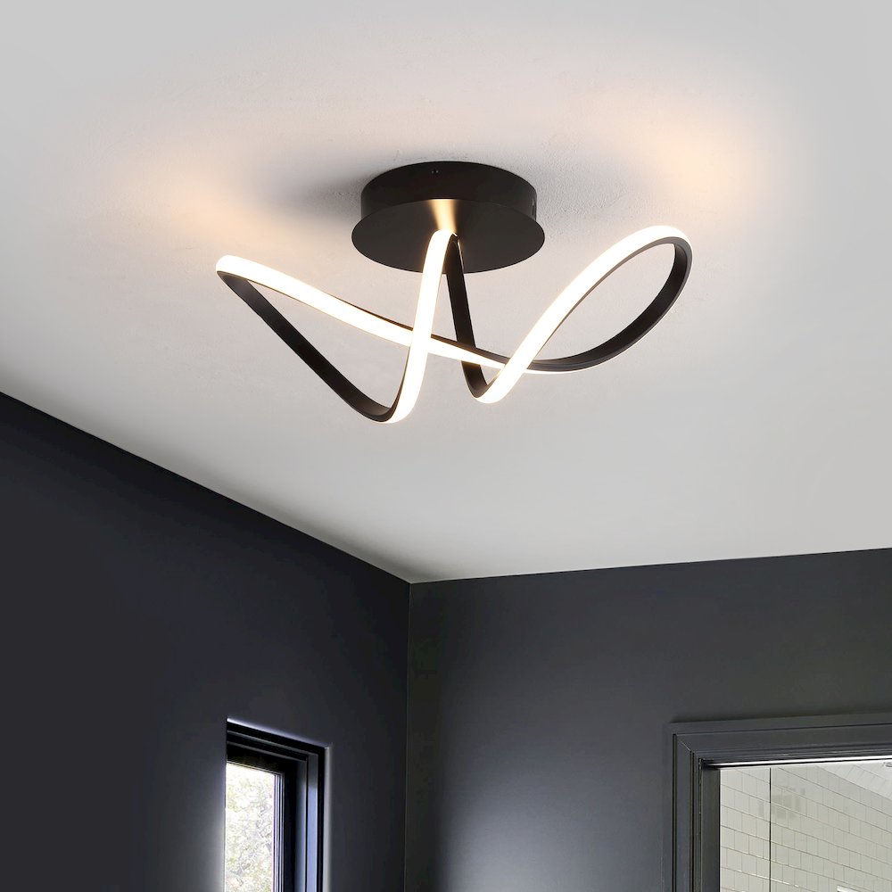Minimalist Aluminum Loop Integrated Led Semi Flush Mount. Picture 1