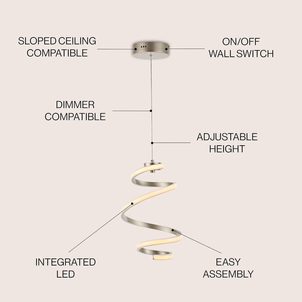 Whirl 1-Light Modern Minimalist Aluminum/Iron Abstract Integrated Led Pendant. Picture 5