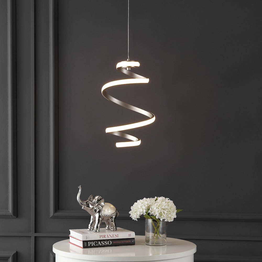 Whirl 1-Light Modern Minimalist Aluminum/Iron Abstract Integrated Led Pendant. Picture 1
