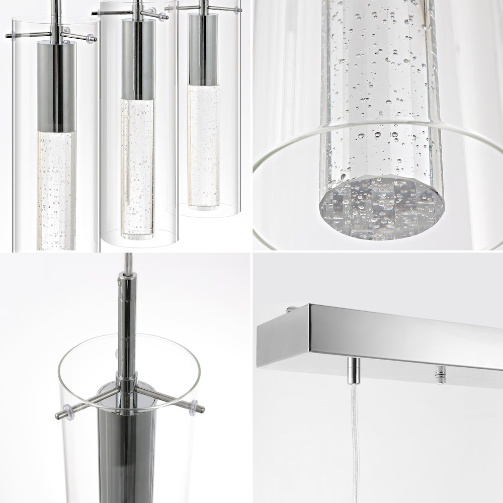 Mium 3-Light Modern Style Iron/Crystal/Glass Integrated Led Linear Pendant. Picture 5
