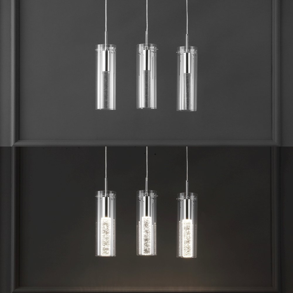 Mium 3-Light Modern Style Iron/Crystal/Glass Integrated Led Linear Pendant. Picture 7