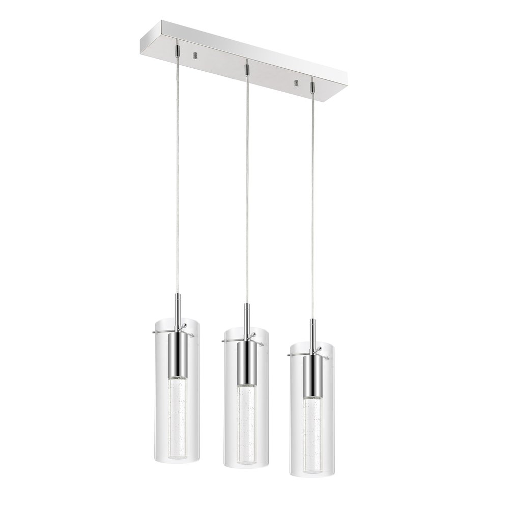 Mium 3-Light Modern Style Iron/Crystal/Glass Integrated Led Linear Pendant. Picture 4
