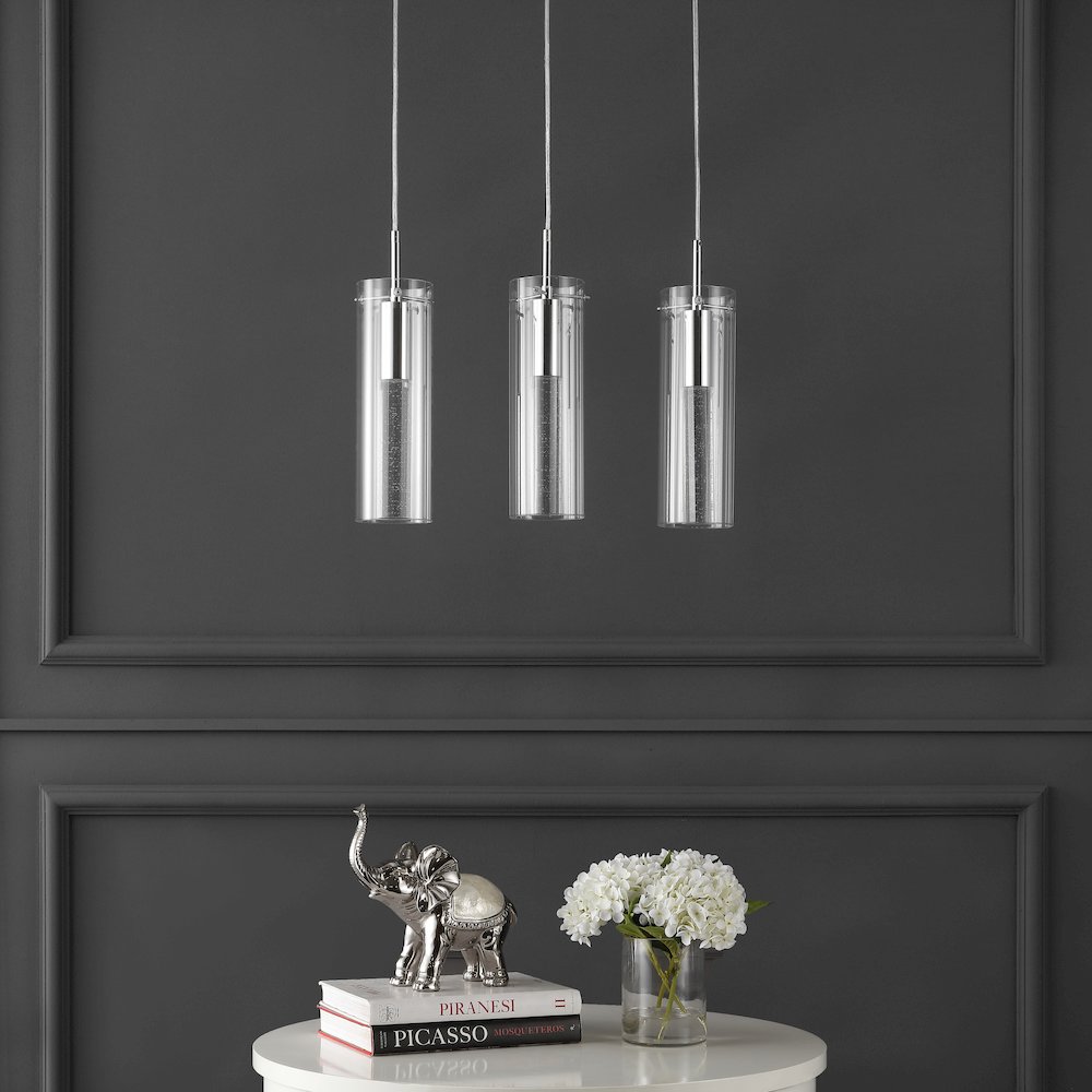 Mium 3-Light Modern Style Iron/Crystal/Glass Integrated Led Linear Pendant. Picture 2