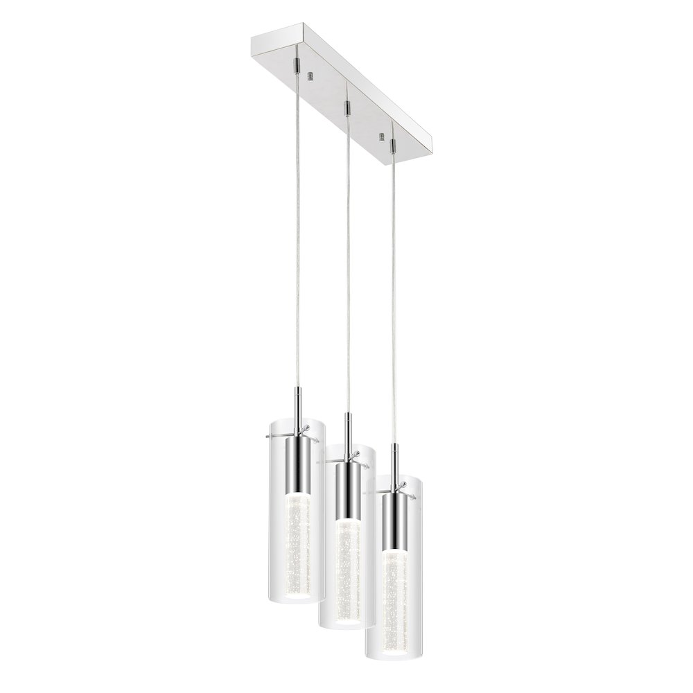Mium 3-Light Modern Style Iron/Crystal/Glass Integrated Led Linear Pendant. Picture 3