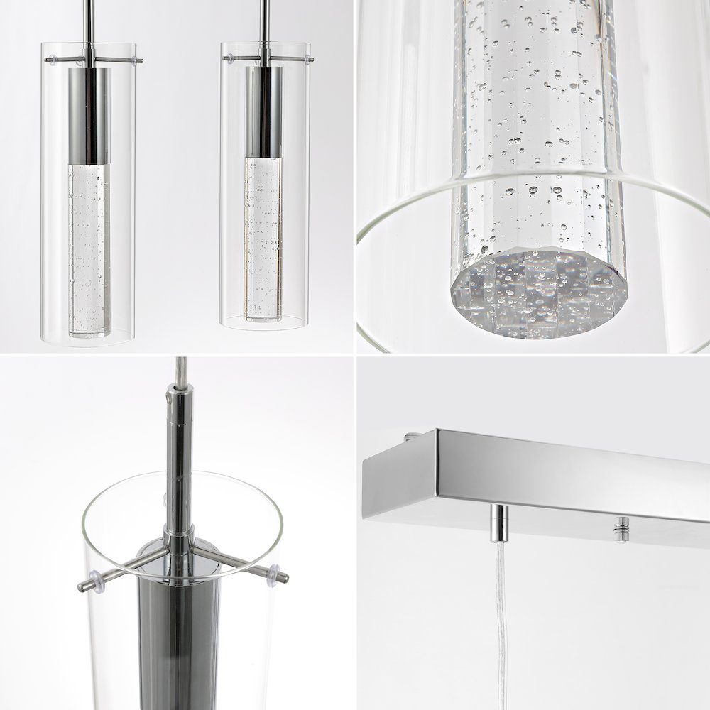 Mium 4-Light Modern Style Iron/Crystal/Glass Integrated Led Linear Pendant. Picture 5