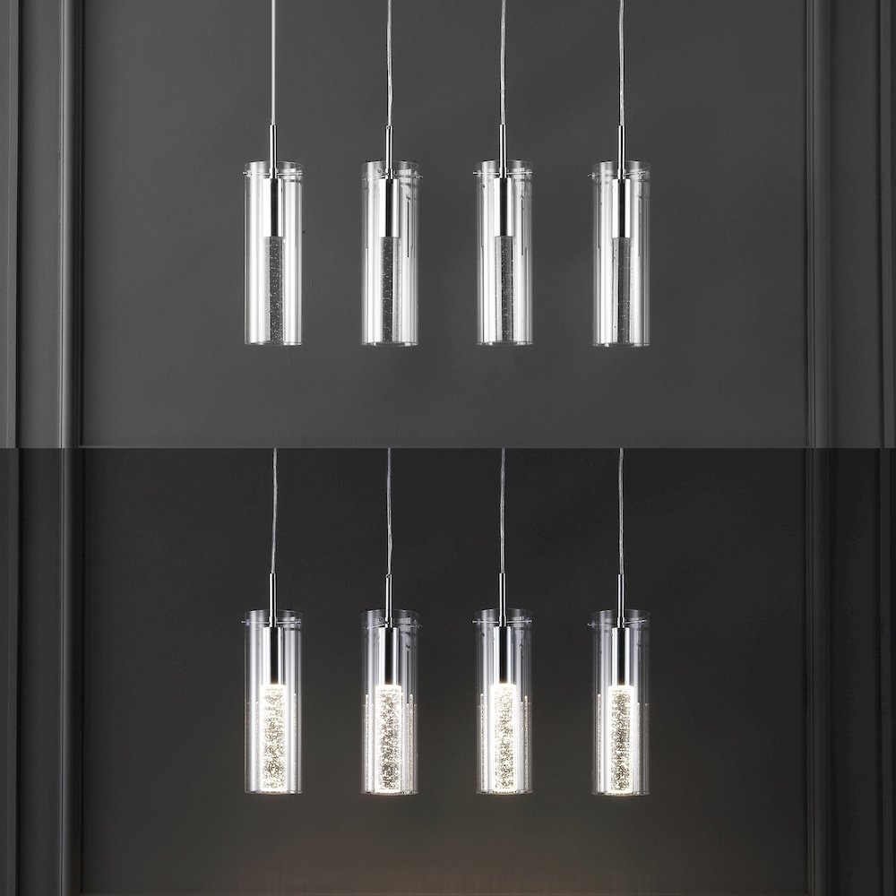 Mium 4-Light Modern Style Iron/Crystal/Glass Integrated Led Linear Pendant. Picture 7